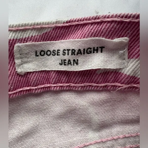 Cotton On Pink and White Swirly Loose Straight Jeans 4 - Image 9