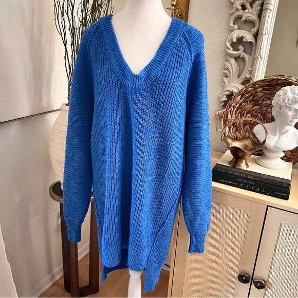 FREE PEOPLE NWT Blue‎ Cerulean Oversized Knit Sweater Size Small - Image 6