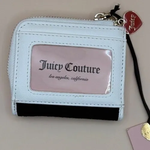 Juicy Couture Sweet‎ Juicy L-Zip Card Case Wallet Black Velour Strawberry NEW - Image 2