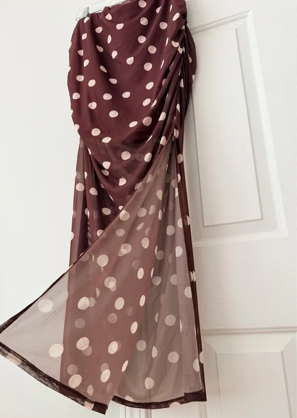 Anthropologie Maeve Polka Dot Print Mesh Side-Slit Maxi Skirt, Size XL - Image 10