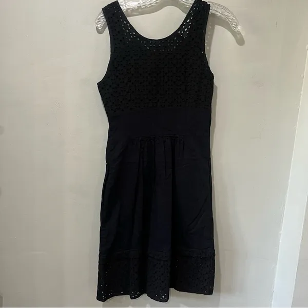 Womens Madewell black‎ Eyelet Dress Zipper Lined 100% Cotton Sleeveless small - Image 6