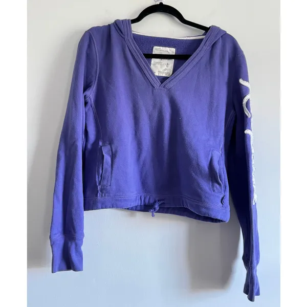 Aeropostale Y2K Purple Hoodie Sweatshirt Women’s Size Large Logo Sleeve - Image 3