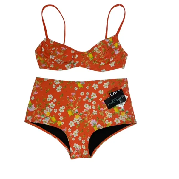 Cynthia Rowley $230 NWT Blossom Neoprene High-Waisted Bikini top + Bottom Set S - Image 2