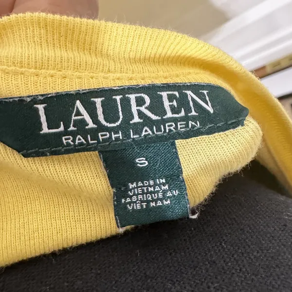 LRL Very Sexy Low‎ Cut V-Neck Cleavage Baby Yellow Slimming Cuff Sleeve TEE -S - Image 3