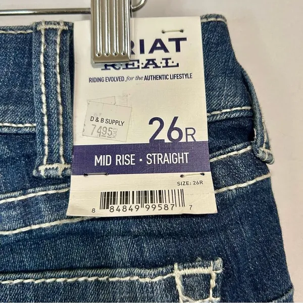 Ariat Women’s REAL Mid Rise Straight Denim Jeans Medium Blue Wash Size 26 R NWT - Image 7