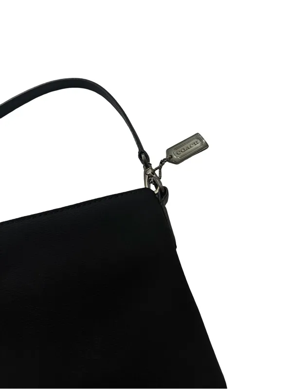 Coach Mercer Demi Black Canvas Leather Trim Demi Shoulder Bag Gunmetal Women's - Image 9