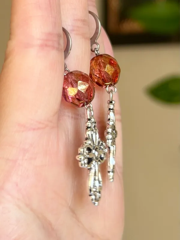 Handmade vintage antique goth cross earrings✝️ - Image 5