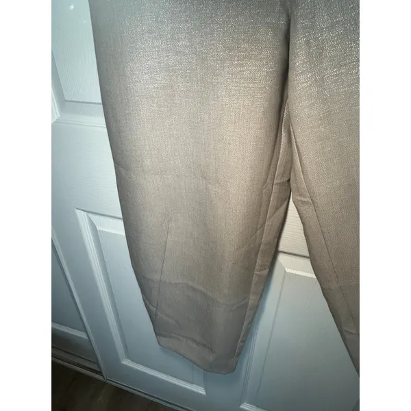 Maeve Anthropologie NWT Metallic Cropped Pants Size‎ Medium Silver Relaxed Fit - Image 5
