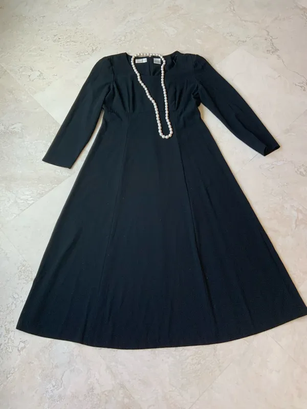 Classic Liz Claiborne Black Long Sleeve Maxi Dress sz 14 - Image 5