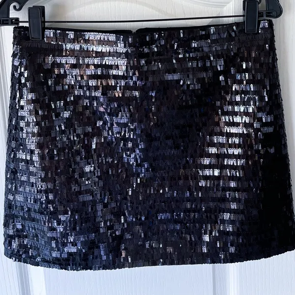 Ceren Ocak Sequin Mini Skirt Party Glam Sparkle‎ Designer Black Size S EUC - Image 5
