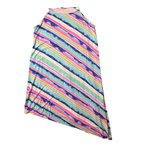 Lilly Pulitzer Asymmetrical Hem Watercolor Midi Maxi Dress Womens M Colorful - Image 4