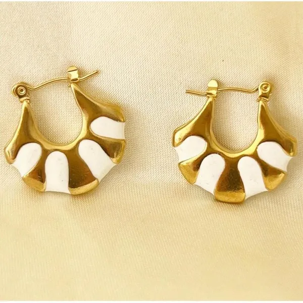 Gold Plated Stunning Egyptian Style Hoop Earrings stainless steel womens jewelry - Image 6