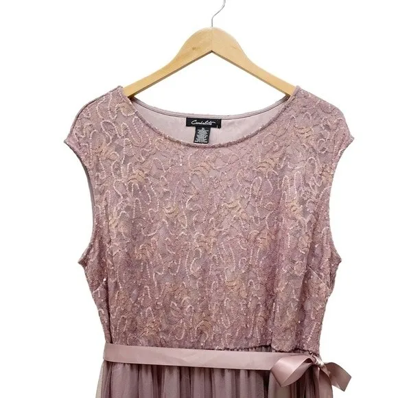 NWT Candalite Dress Formal Gown Mauve Tulle Skirt Lace Sequin Maxi Size XL NEW - Image 5
