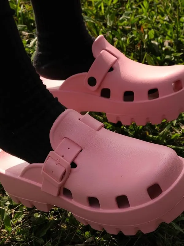 Platform Clog Slide Pink Women's Slip On Shoe Size 8 - Image 2