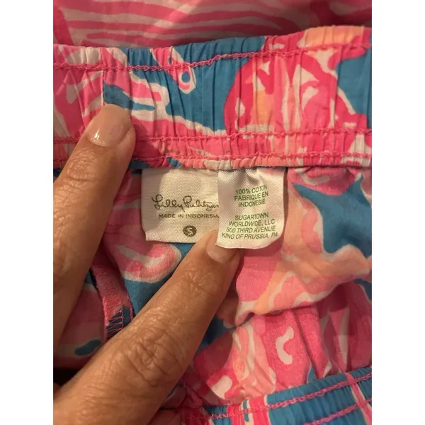 Lilly Pulitzer Pajama Pants Women's Small Light Weight Cotton Pink Blue Coral - Image 4
