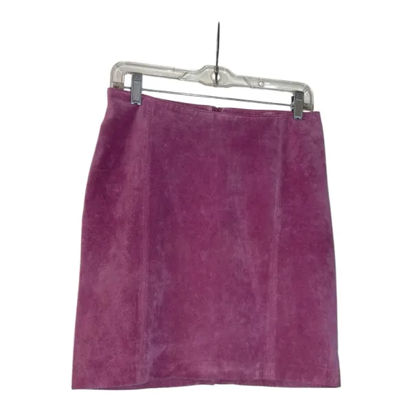GEORGIOU STUDIO Vintage Pink Suede Leather Mini Skirt - Image 3