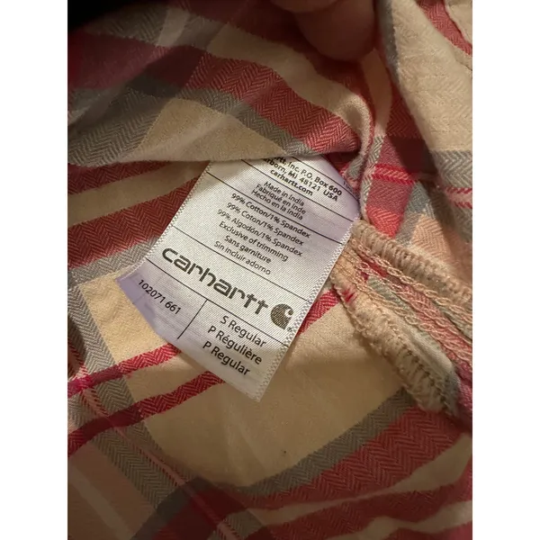 Carhartt Women's Brogan Plaid‎ Short Sleeve Shirt - Rugged Pink/Cream - Small - Image 4
