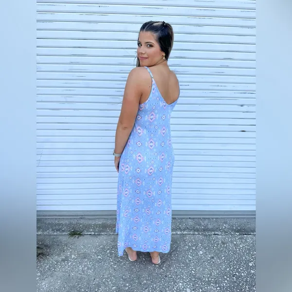 NWT Simply Southern Aztec Print Maxi Dress Blue Pink Size XXL - Image 3