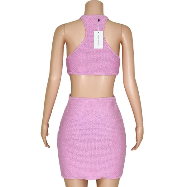 LOVERS + FRIENDS Francesca Knit Mini Dress, Bubble Gum Pink, Large - Image 8