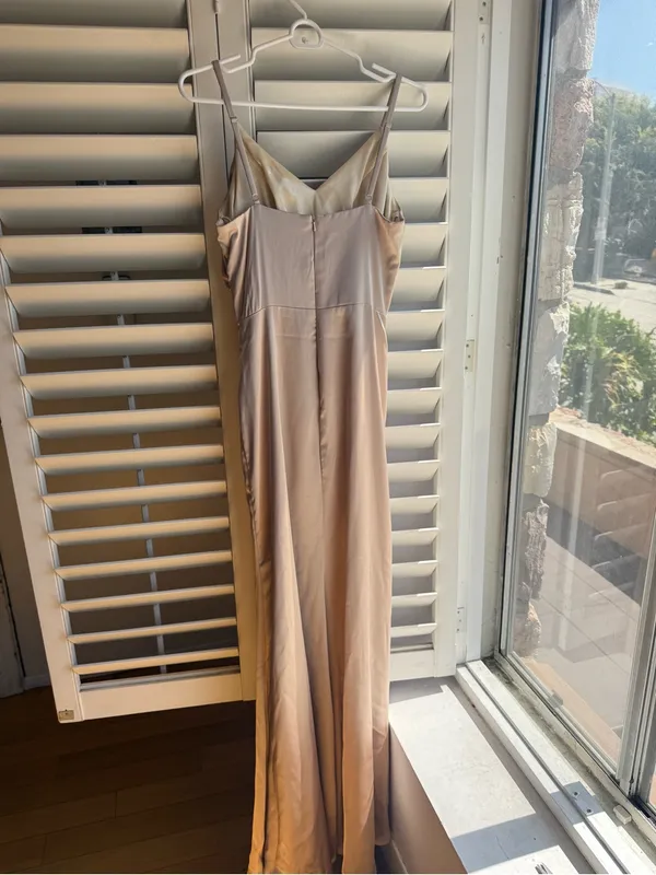 Revelry Satin Slip Maxi Dress in Champagne Gold - Image 5