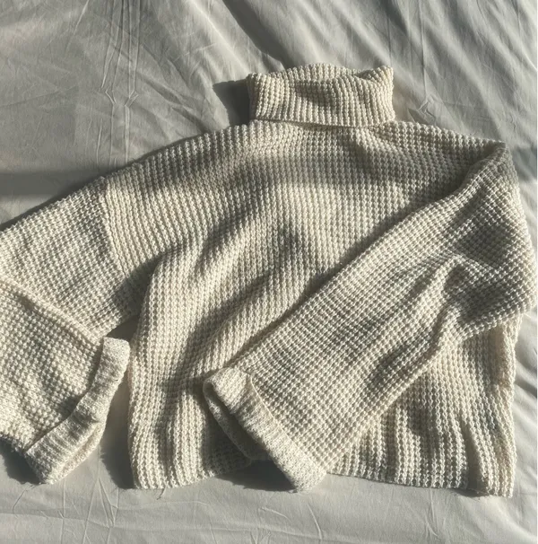 Knit Cream Turtleneck Sweater White Size M - Image 2