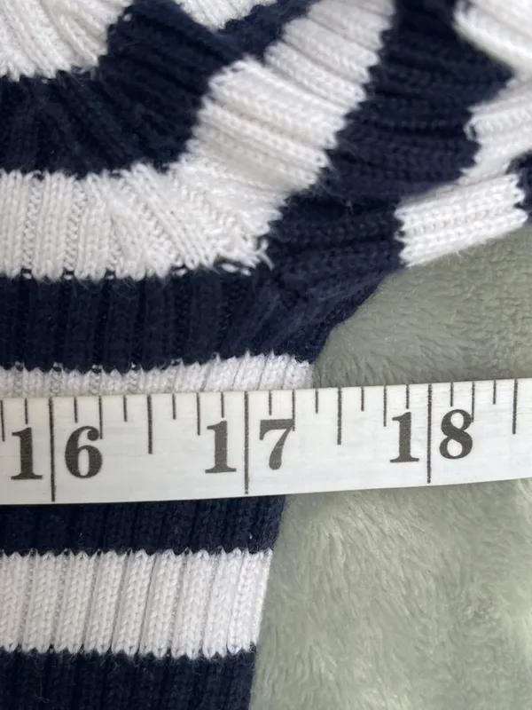 Lauren Ralph Lauren Striped Blue and white Turtleneck Sweater nautical coastal M - Image 8
