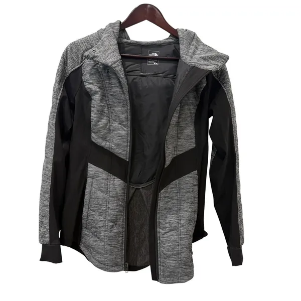 The North Face Womens Medium Gray Quilted Hybrid Softshell Fleece Hooded Jacket - Image 5