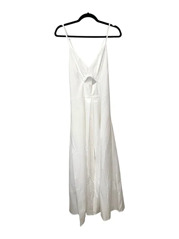 BTFBM White Cutout Maxi Dress Size Large Slit Pockets Adjustable Straps NWT - Image 3