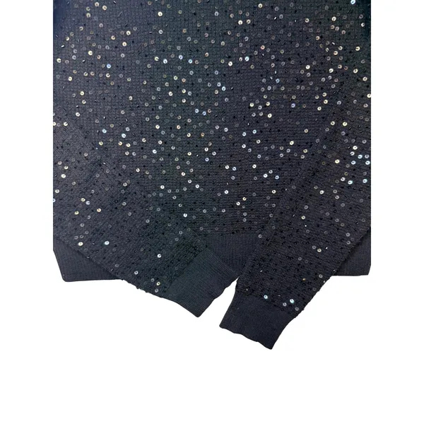 Alice + Olivia‎ Black Sequin Embellished Merino Wool Knit Sweater Party Small - Image 6