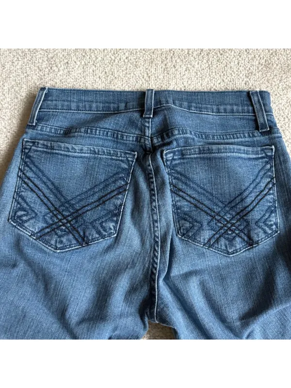 NYDJ Bootcut Jeans Petite Medium Wash Stretch Denim Embellished Back Pocket - Image 6