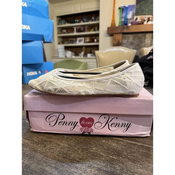 Penny Loves Kenny Knot Lace Ballet Flat White/Ivory‎ Size 8 Embroidered Fairy - Image 2