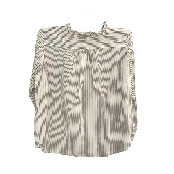 Loft Women's M pinstripe ruffle-neck shirt NWT - Image 2