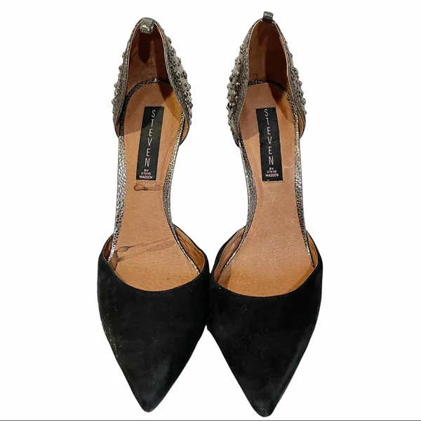 Steven By Steve Madden Size 7.5 Black Studded Leather Pumps - Image 2