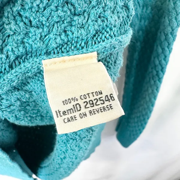 LL Bean Large Sweater Teal Textured Knit Crew Neck Long Sleeve Cotton‎ 1702 - Image 5