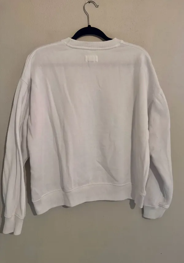 American Eagle Size S Women's White Funday NYC Graphic Crew Neck Sweatshirt - Image 3