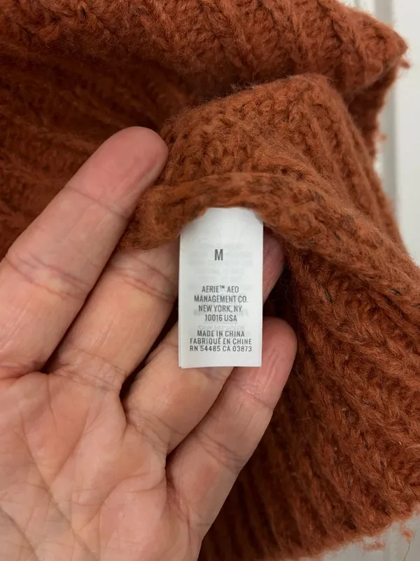 Aerie Medium Rust Brown Fair Isle Nordic Soft Pullover Sweater - Image 5