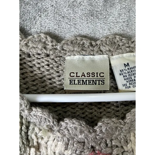 Vintage Ramie Cotton Leaf Knit Sweater Womens Oversized Cottagecore Boho Med New - Image 5