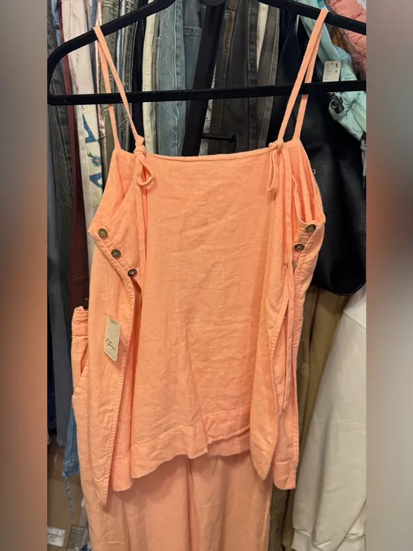 NWT Free People Free-Est Sightseer Linen Set - Honeyed Apricot Peach - XS - Image 9