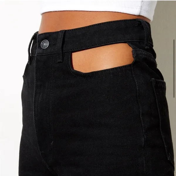 Motel Rocks Denim Cut Out Black Straight Leg Jeans New With Tags - Image 3
