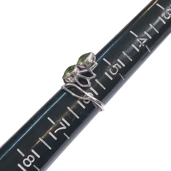 Natural Peridot Dual Stone Ring Silver August Birthstone Green Ring Adjustable 6 - Image 7