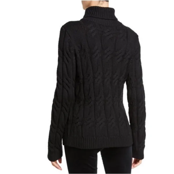 J Brand‎ Sweater Women's Medium Noella 100% Wool Cable Knit Turtleneck Chunky - Image 2
