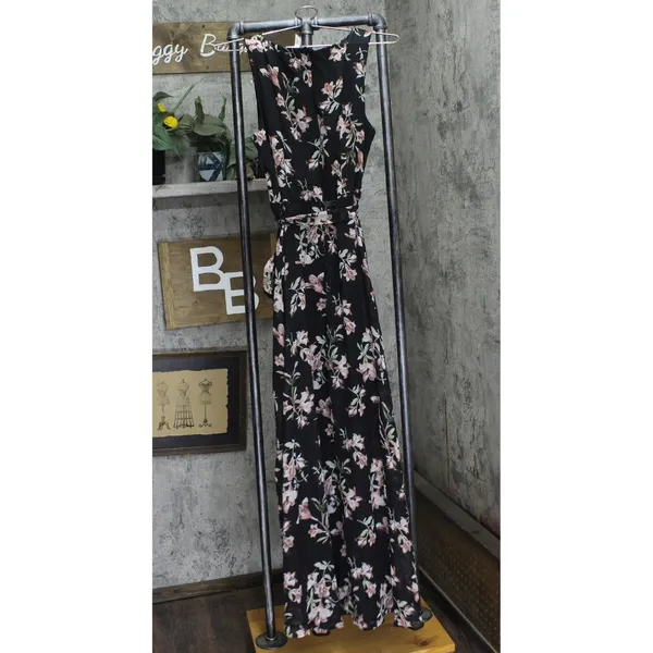 NWT Ny Collection Womens Chiffon Maxi Dress MCCD3995 Black / Pink M - Image 3