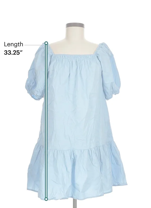 Strut & Bolt Light Blue Puff Sleeve Drop Waist Mini Dress Pockets Size M - Image 6
