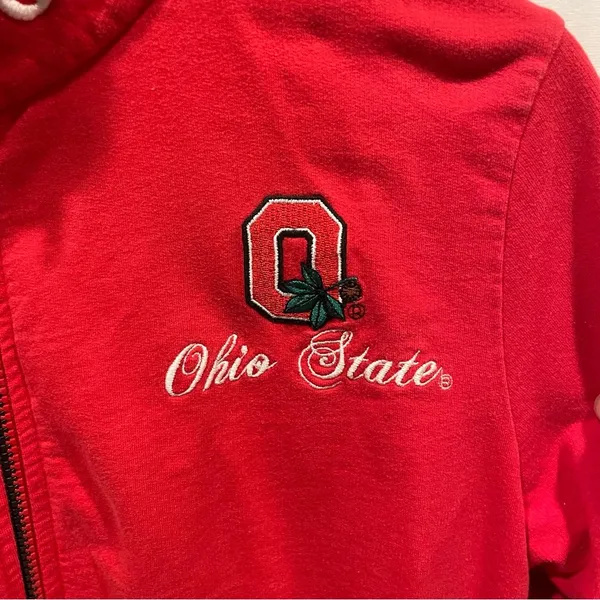 Vintage OSU Ohio State red zip front embroidered logo sweatshirt cardigan - Image 8