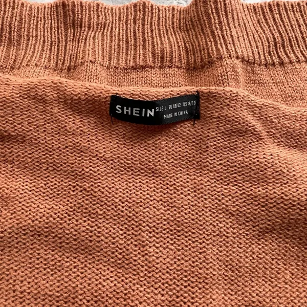 SHEIN Slouchy Sweater Cropped Oversized 3/4 Sleeve Size Large L Orange‎ - Image 3