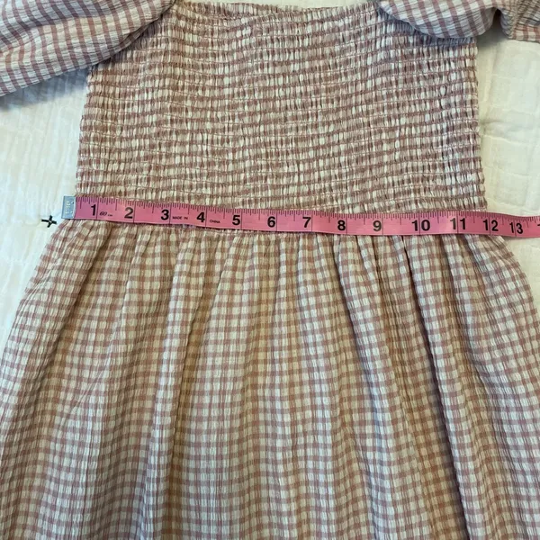 REVOLVE x O.P.T. Athena Smocked Pink Gingham Ruffle Midi Dress Milkmaid Size S - Image 13