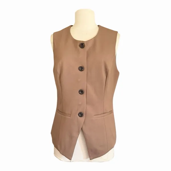 OGL Coffee Brown Longline Button Front Tailored Vest NWT Medium Menswear - Image 4
