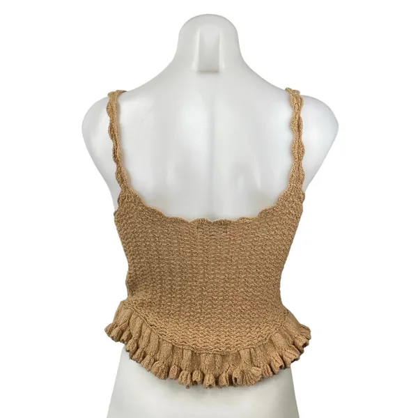 Majorelle Taissa Women's Brown Sleeveless Cami Ruffle Crochet Corset Crop Top S - Image 3