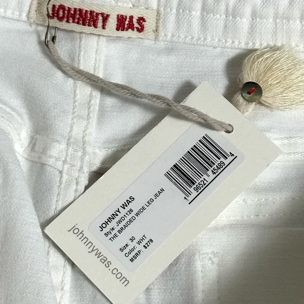 Johnny Was The Braided Wide Leg Jeans White 30 - Image 8