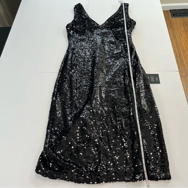 NWT Lulus Shimmering Nights Black Sequin Sleeveless Midi Dress LARGE‎ - Image 9